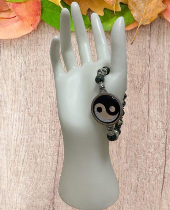 BRACELET FEMME ANTI ONDES YING YANG, JASPE KAMBABA ET DALMATIEN – Image 6
