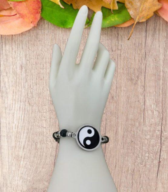 BRACELET FEMME ANTI ONDES YING YANG, JASPE KAMBABA ET DALMATIEN – Image 7