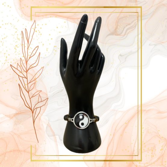 BRACELET  HOMME ANTI ONDES YING YANG, OEIL DE TIGRE ET PIERRE DE LAVE – Image 4
