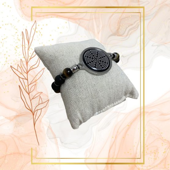 BRACELET  HOMME ANTI ONDES WAVES, OEIL DE TIGRE ET PIERRE DE LAVE – Image 3