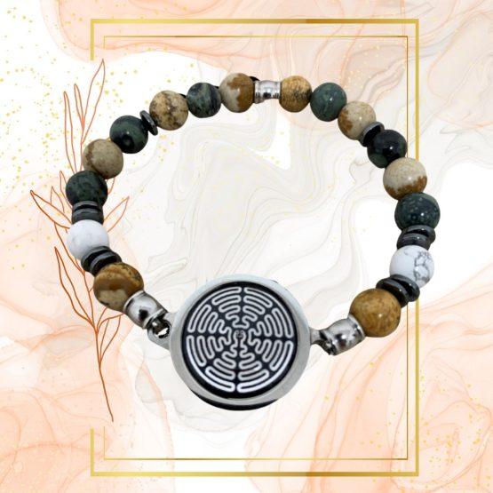 BRACELET ANTI-ONDES « HOWLITE + JASPE KAMBABA+JASPE PAYSAGE »