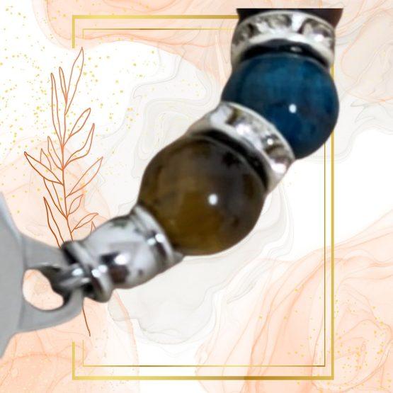 BRACELET FEMME ANTI-ONDES « ŒIL DE TIGRE+ ŒIL DE TAUREAU + ŒIL DE TIGRE BLEU » – Image 2