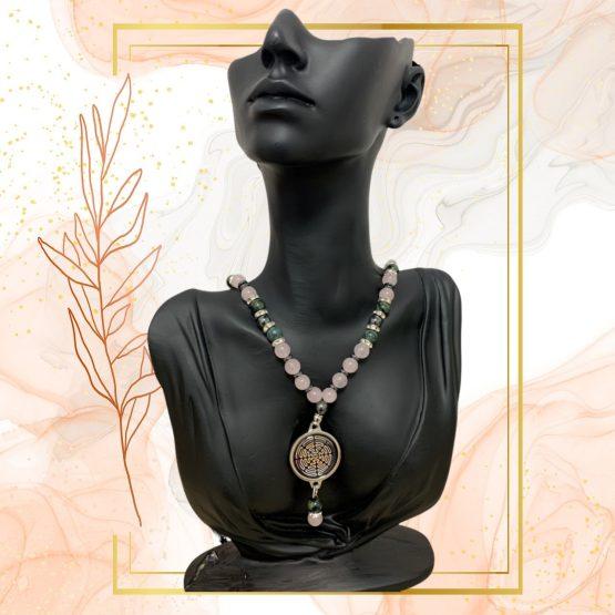 COLLIER ANTI-ONDES « QUARTZ ROSE+JASPE KAMBABA »