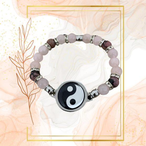 BRACELET FEMME ANTI-ONDES « QUARTZ ROSE + RHODONITE »