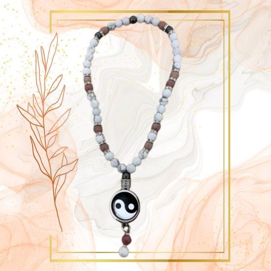 COLLIER ANTI-ONDES « HOWLITE+RHODONITE » – Image 2