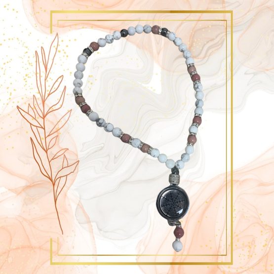 COLLIER ANTI-ONDES « HOWLITE+RHODONITE » – Image 4