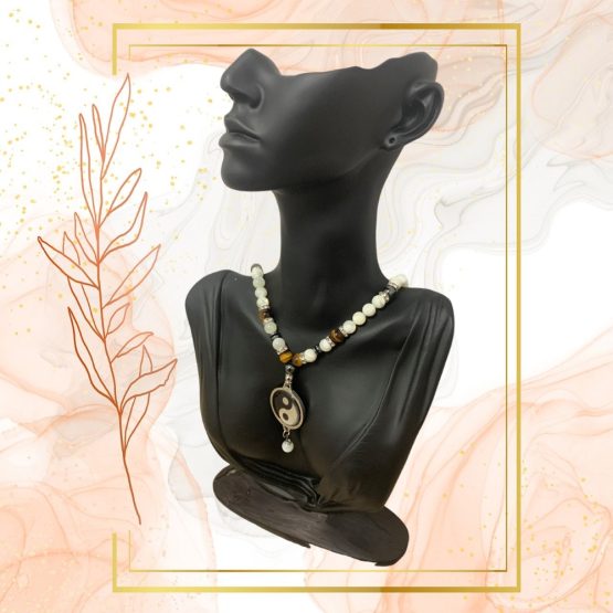 COLLIER ANTI-ONDES NACRE, ŒIL DE TIGRE ET HEMATITE