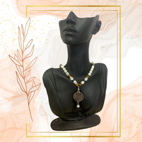 COLLIER ANTI-ONDES NACRE, ŒIL DE TIGRE ET HEMATITE – Image 5