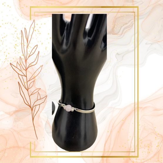 DUO PENDENTIF ANTI ONDE METAL  ET PIERRE QUARTZ ROSE AVEC SON BRACELET ASSORTI – Image 4
